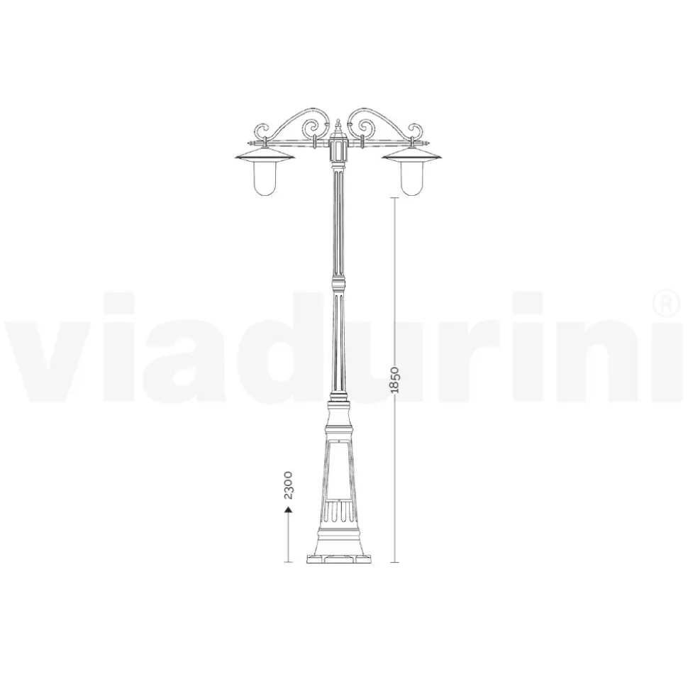 Lampione Stile Vintage a 3 Luci in Alluminio Grigio Made in Italy - Belen