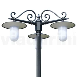 Lampione Stile Vintage a 3 Luci in Alluminio Grigio Made in Italy - Belen