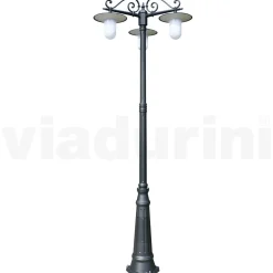 Lampione Stile Vintage a 3 Luci in Alluminio Grigio Made in Italy - Belen
