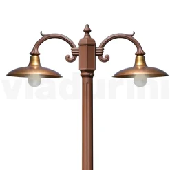 Lampione Stile Vintage 2 Luci in Alluminio e Ottone Made in Italy - Adela
