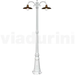 Lampione Stile Vintage 2 Luci in Alluminio e Ottone Made in Italy - Adela