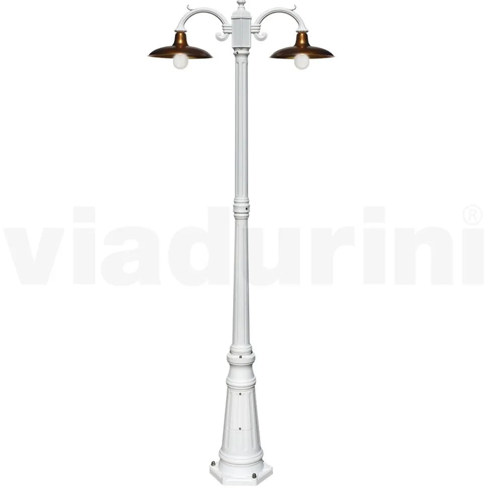 Lampione Stile Vintage 2 Luci in Alluminio e Ottone Made in Italy - Adela