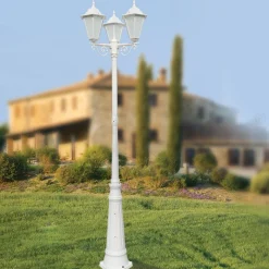 Lampione Stile Vintage 3 Luci in Alluminio e Vetro Made in Italy - Terella