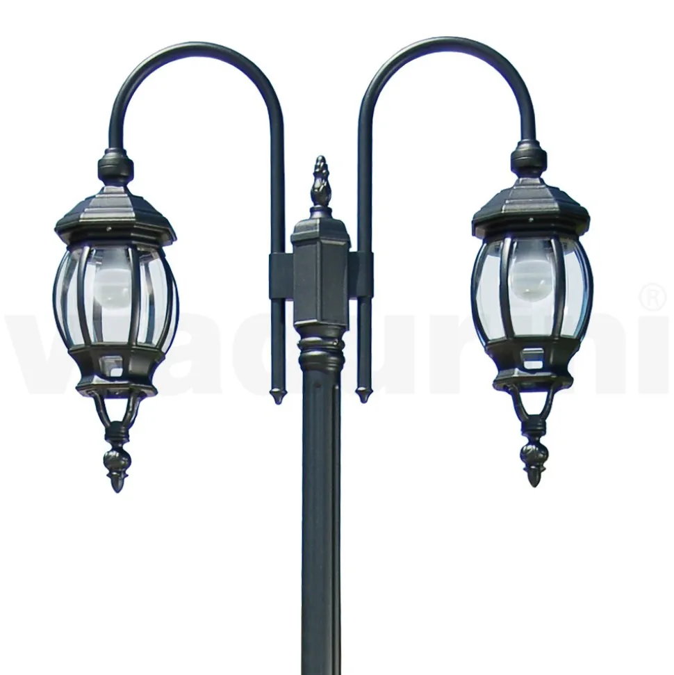 Lampione Stile Vintage 2 Luci in Alluminio Antracite Made in Italy - Impero