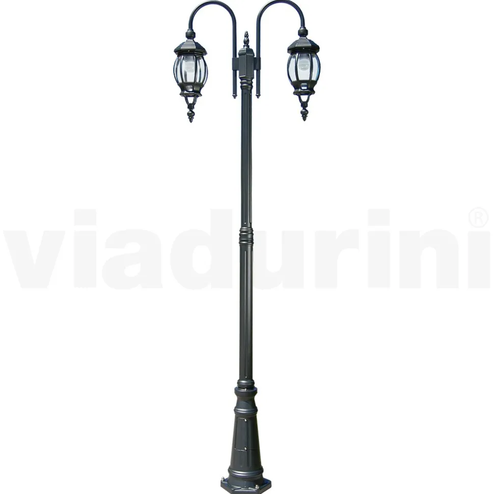 Lampione Stile Vintage 2 Luci in Alluminio Antracite Made in Italy - Impero