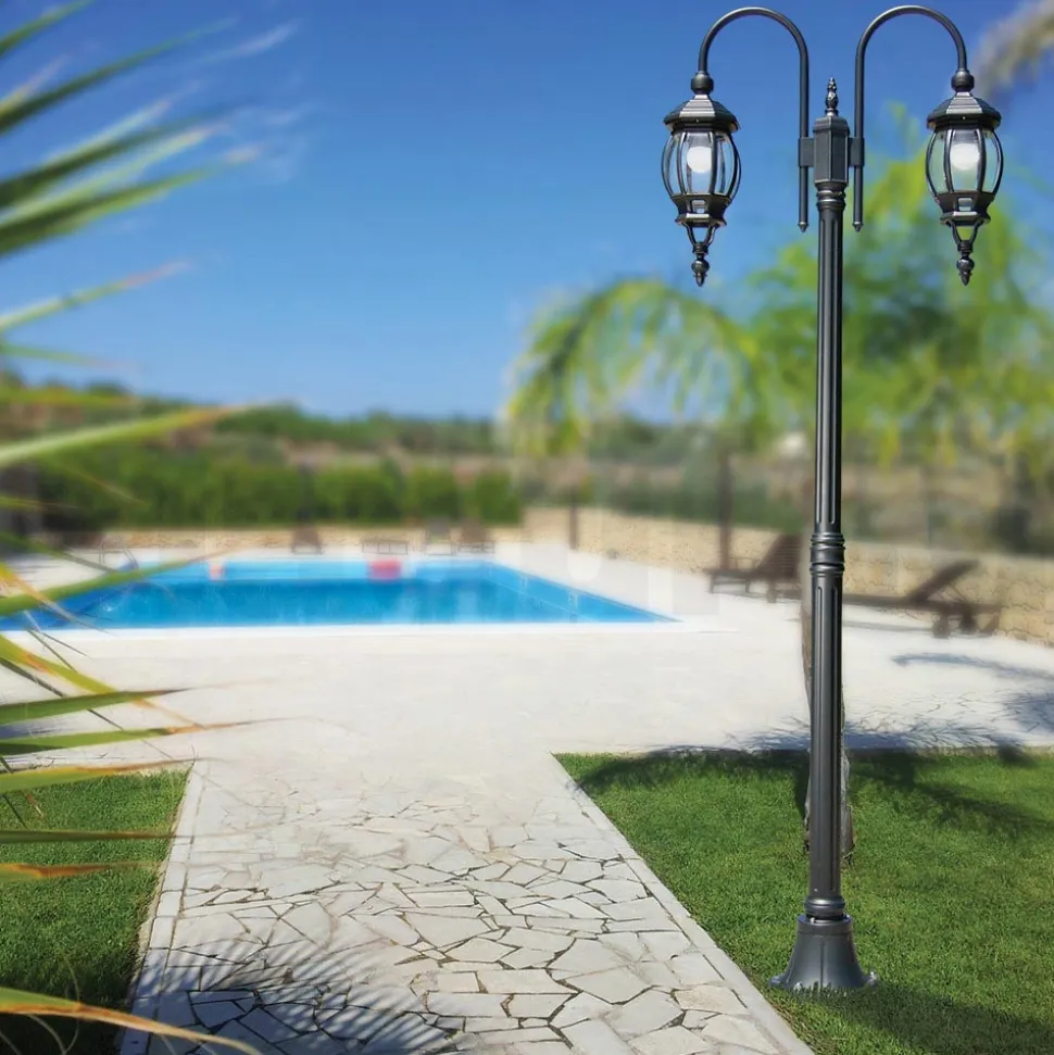 Lampione Stile Vintage 2 Luci in Alluminio Antracite Made in Italy - Impero