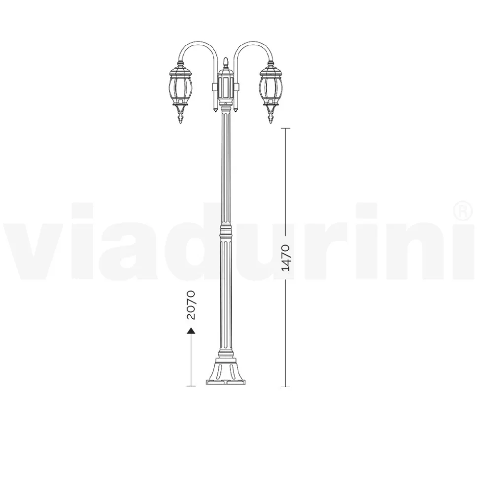 Lampione Stile Vintage 2 Luci in Alluminio Antracite Made in Italy - Impero