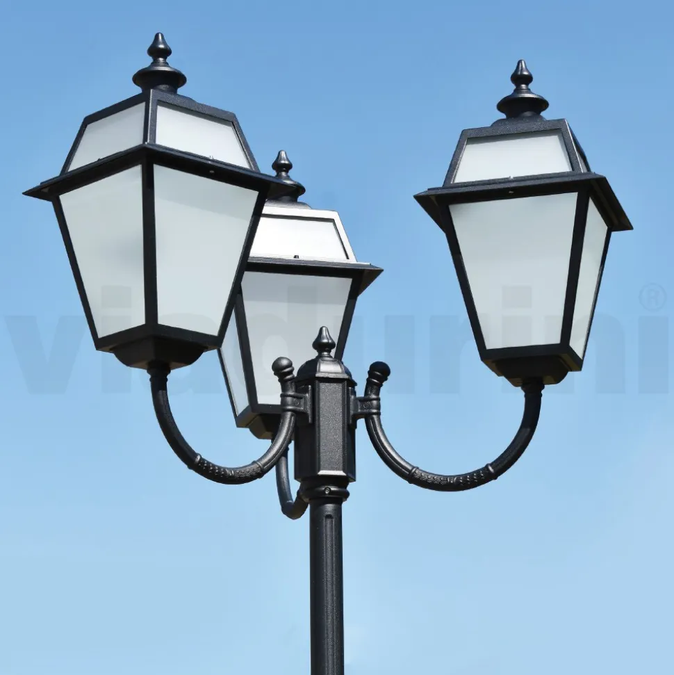 Lampione Vintage a 3 Luci in Alluminio e Vetro Made in Italy - Vivian