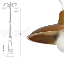 Lampione Vintage a 3 Luci in Alluminio e Ottone Made in Italy - Adela
