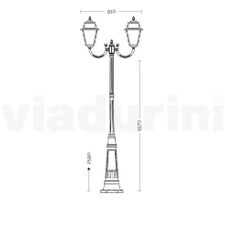 Lampione Vintage a 2 Luci in Alluminio e Vetro Made in Italy - Doroty