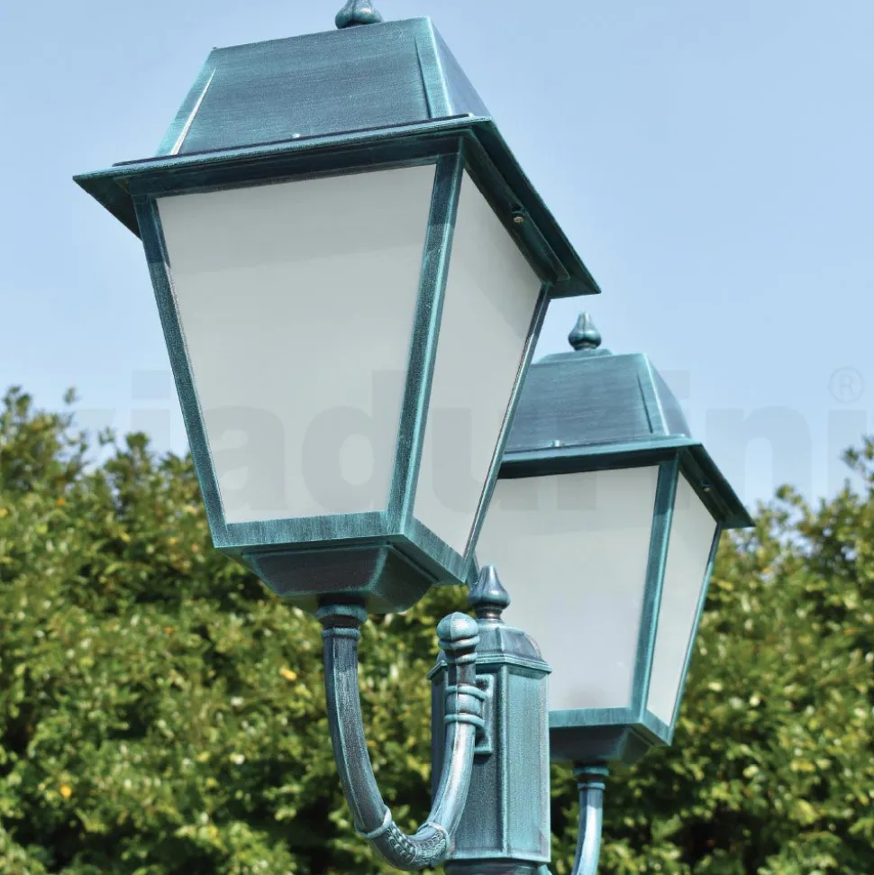 Lampione Vintage a 2 Luci in Alluminio e Vetro Made in Italy - Doroty