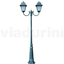 Lampione Vintage a 2 Luci in Alluminio e Vetro Made in Italy - Doroty