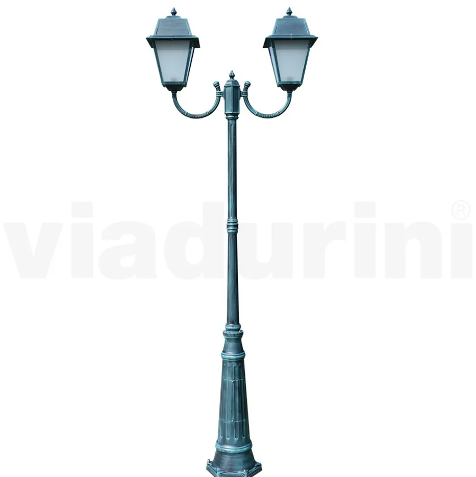 Lampione Vintage a 2 Luci in Alluminio e Vetro Made in Italy - Doroty