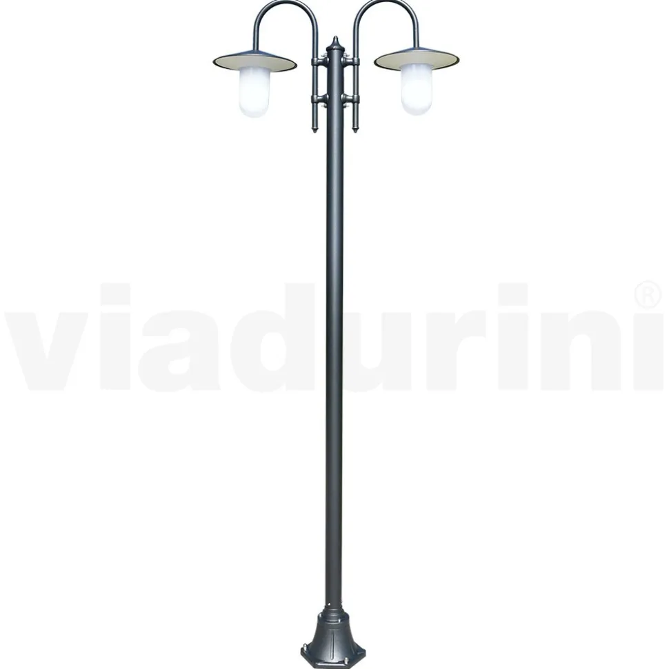 Lampione Vintage da Giardino 2 Luci in Alluminio Made in Italy - Belen