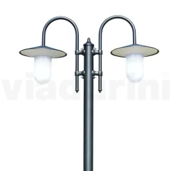 Lampione Vintage da Giardino 2 Luci in Alluminio Made in Italy - Belen