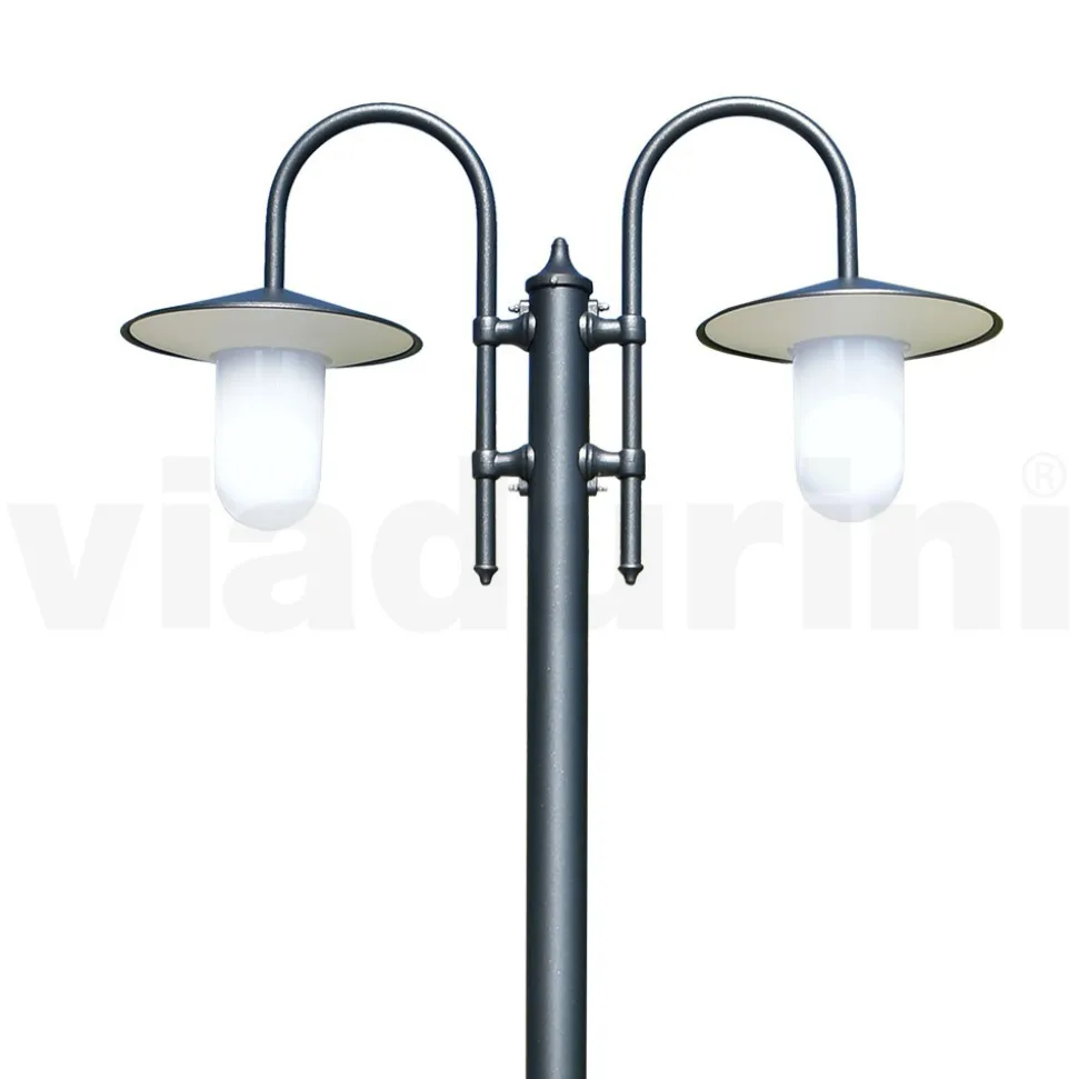 Lampione Vintage da Giardino 2 Luci in Alluminio Made in Italy - Belen