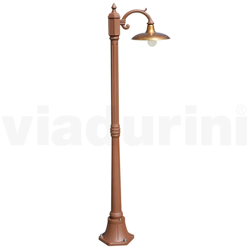 Lampione Vintage in Alluminio con Diffusore in Ottone Made in Italy - Adela