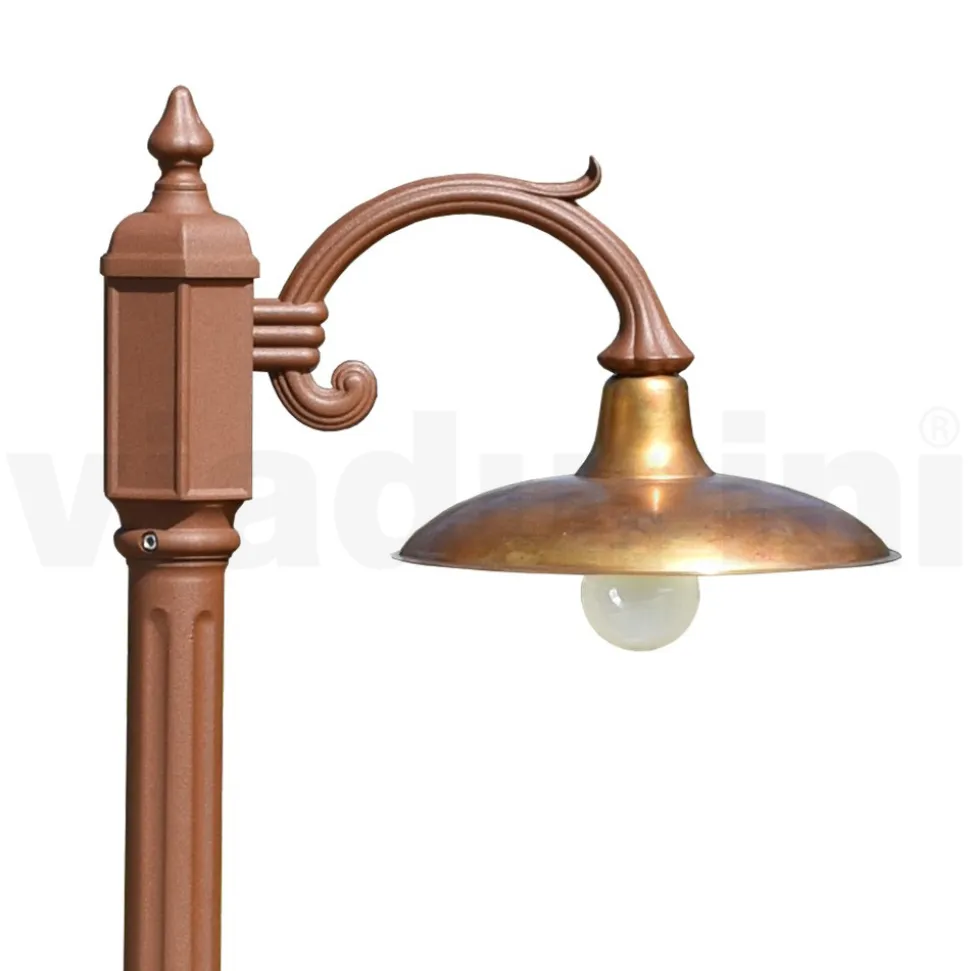 Lampione Vintage in Alluminio con Diffusore in Ottone Made in Italy - Adela