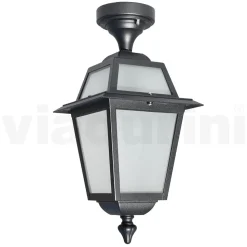 Lanterna a Soffitto da Giardino in Alluminio Antracite e Vetro Sabbiato - Elric