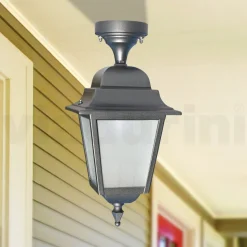 Lanterna a Soffitto in Alluminio Pressofuso e Diffusore in Vetro - Scintilla