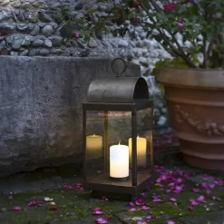 Lanterna da giardino con candela in ferro o ottone Il Fanale