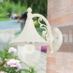 Lanterna per giardino a parete in alluminio bianco made in Italy,Anusca