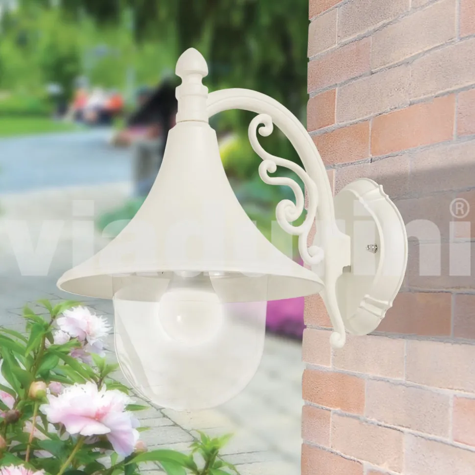 Lanterna per giardino a parete in alluminio bianco made in Italy,Anusca