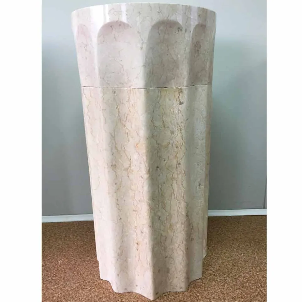 Lavabo a colonna Daisy colore bianco in pietra naturale, pezzo unico