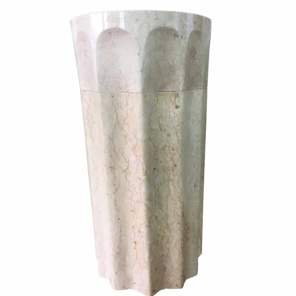Lavabo a colonna Daisy colore bianco in pietra naturale, pezzo unico