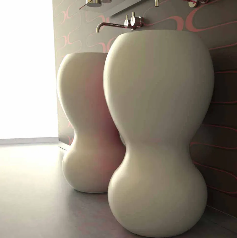 Lavabo a colonna design moderno Ariel, fatto in Italia
