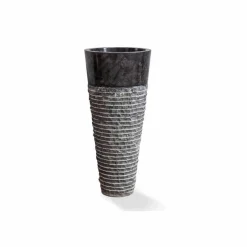 Lavabo a Colonna di Design Moderno in Marmo Nero Lucido - Merlo