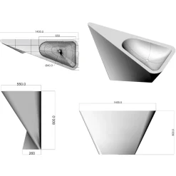 Lavabo a colonna moderno realizzato artigianalmente Mullet