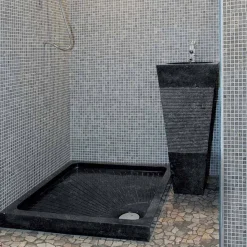 Lavabo a Colonna piramidale in Pietra Naturale Nera Nias