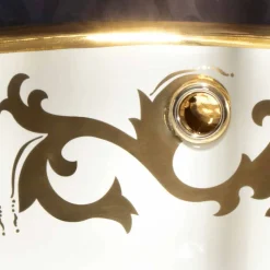Lavabo a incasso decorato in fire clay e oro fatto in Italia, Otis