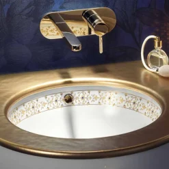 Lavabo a incasso di design barocco in fire clay made in Italy, Egeo