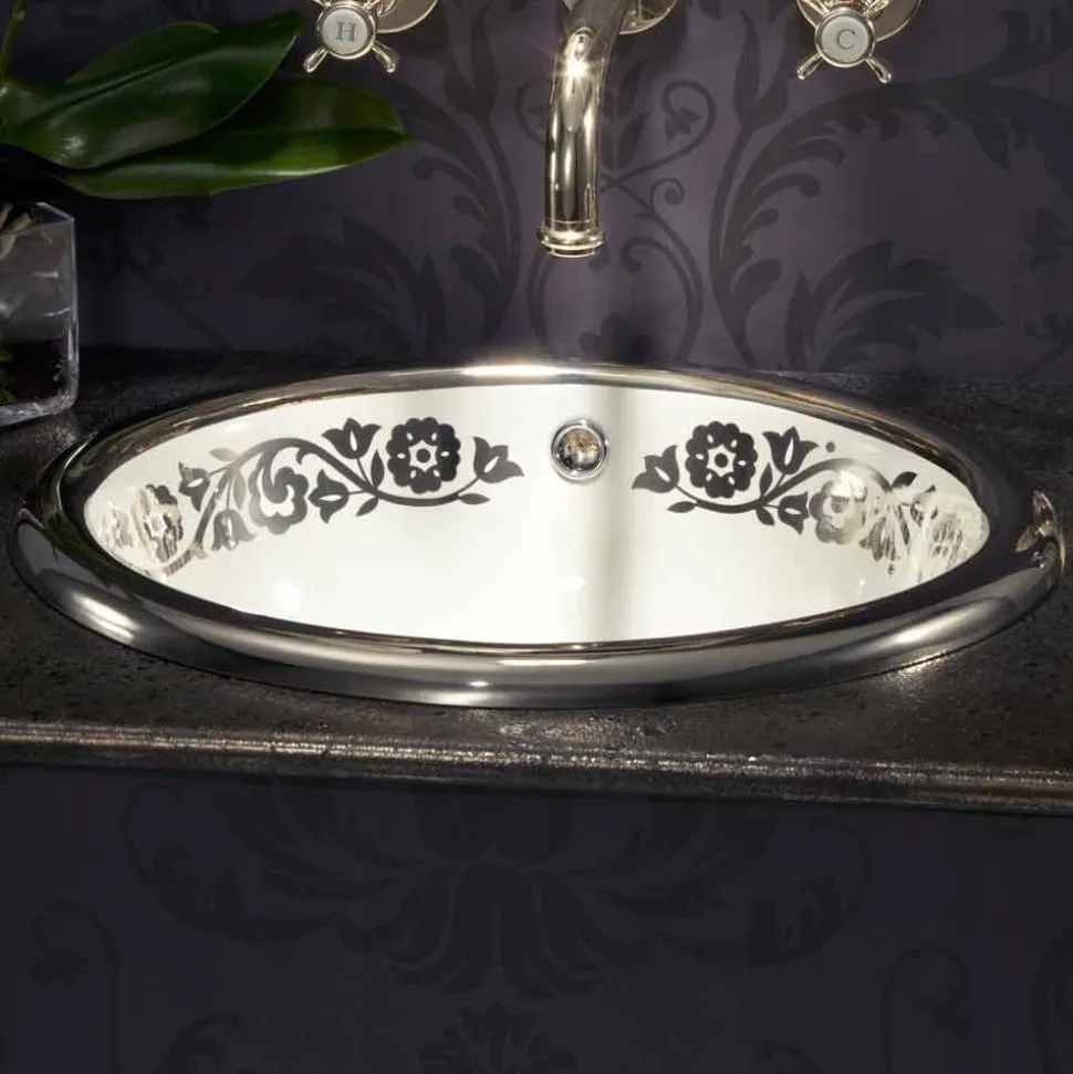 Lavabo a incasso di design barocco in fire clay made in Italy, Otis