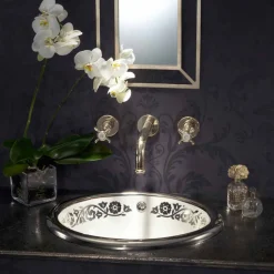 Lavabo a incasso di design barocco in fire clay made in Italy, Otis