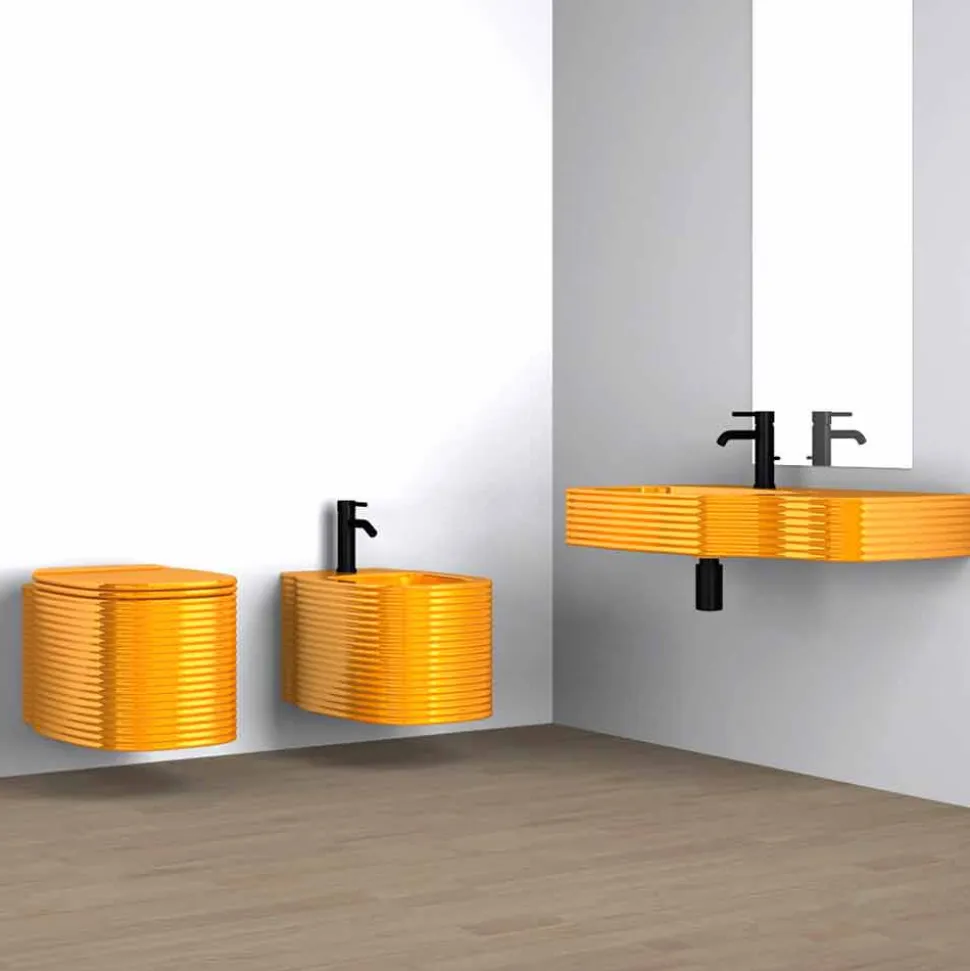 Lavabo a parete in ceramica moderno prodotto in Italia, Amleto