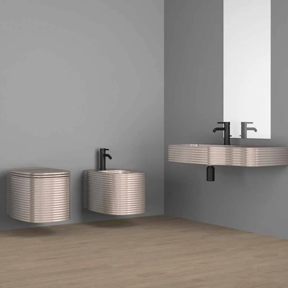 Lavabo a parete in ceramica moderno prodotto in Italia, Amleto