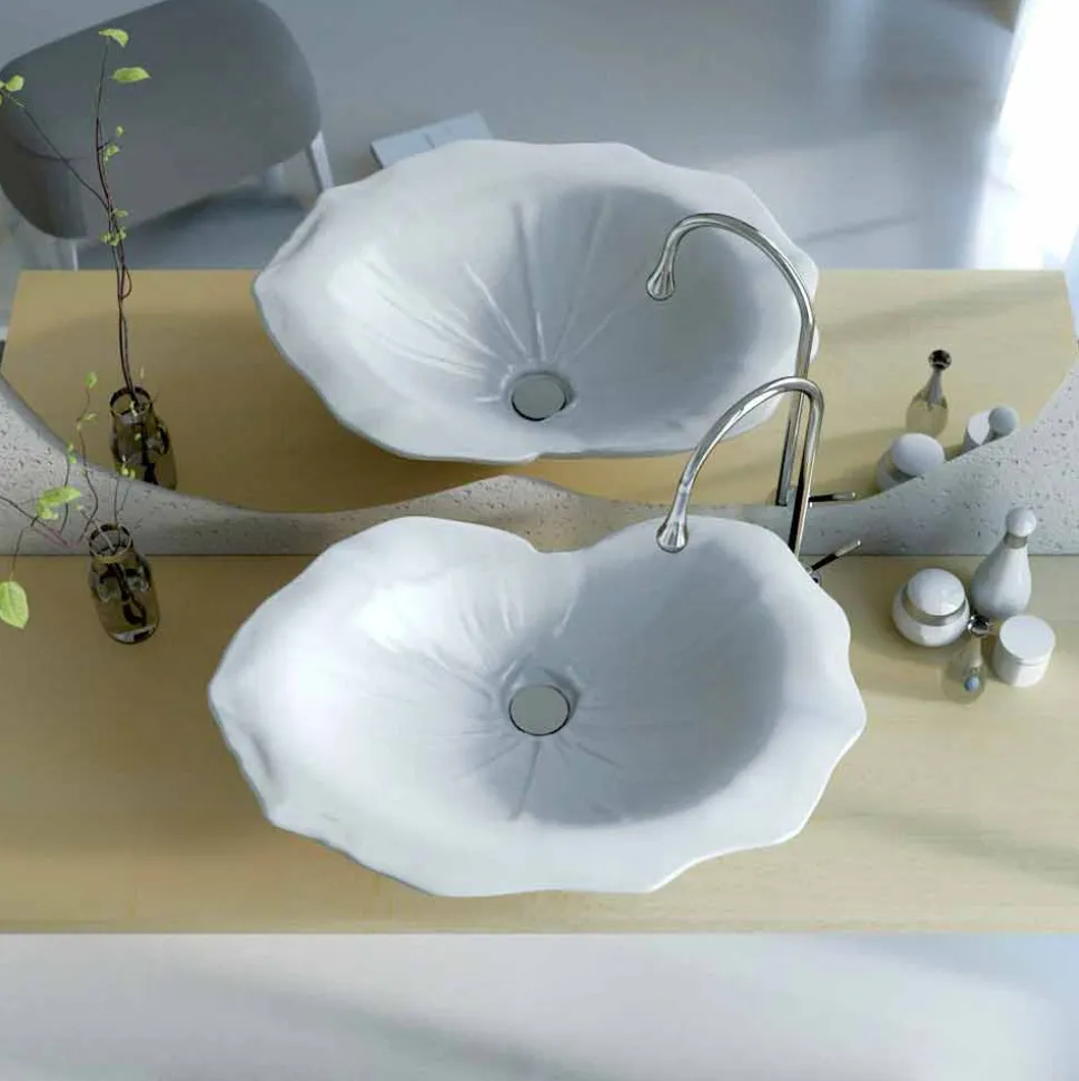 Lavabo appoggio design moderno a forma di foglia Faruglium