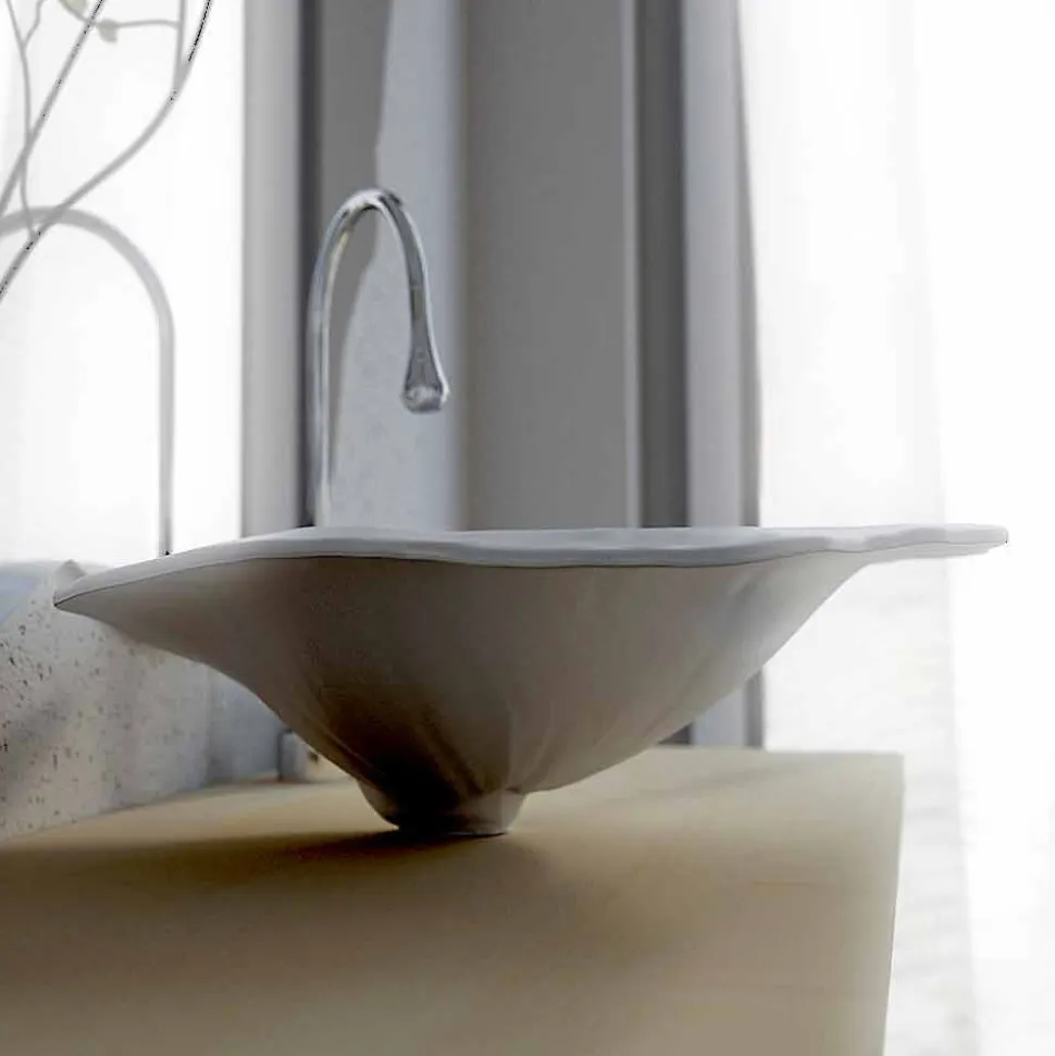 Lavabo appoggio design moderno a forma di foglia Faruglium