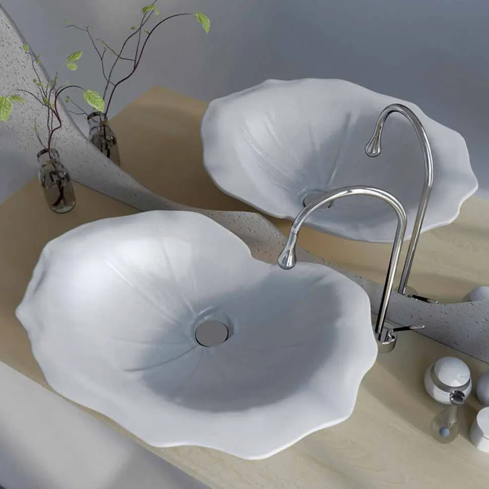 Lavabo appoggio design moderno a forma di foglia Faruglium