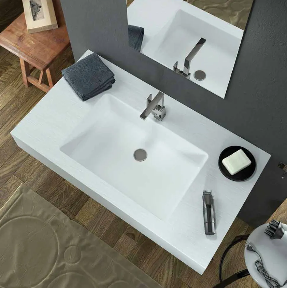 Lavabo a sospensione moderno in Texolid prodotto in Italia, Rufina