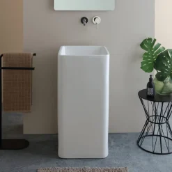 Lavabo a Terra Freestanding Quadrato in Ceramica dal Design Moderno - Papavero