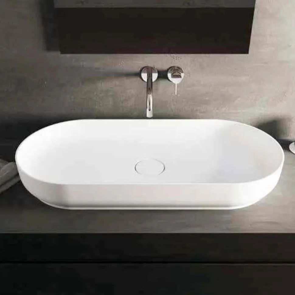 Lavabo bagno da appoggio design moderno Dalmine Maxi, fatto in Italia
