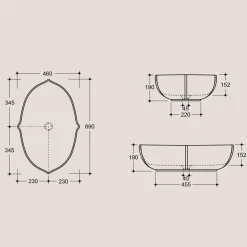 Lavabo Bagno da Appoggio in Ceramica Lucida L 69 cm Made in Italy - Oscar