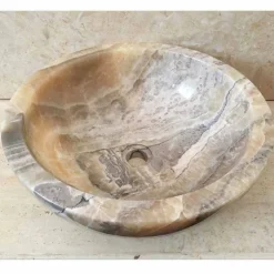 Lavabo bagno da appoggio in pietra onice naturale Ana, fatto a mano
