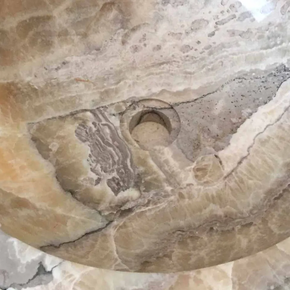 Lavabo bagno da appoggio in pietra onice naturale Ana, fatto a mano