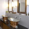 Lavabo bagno da appoggio in rame vintage con finitura in nickel lucido Calla