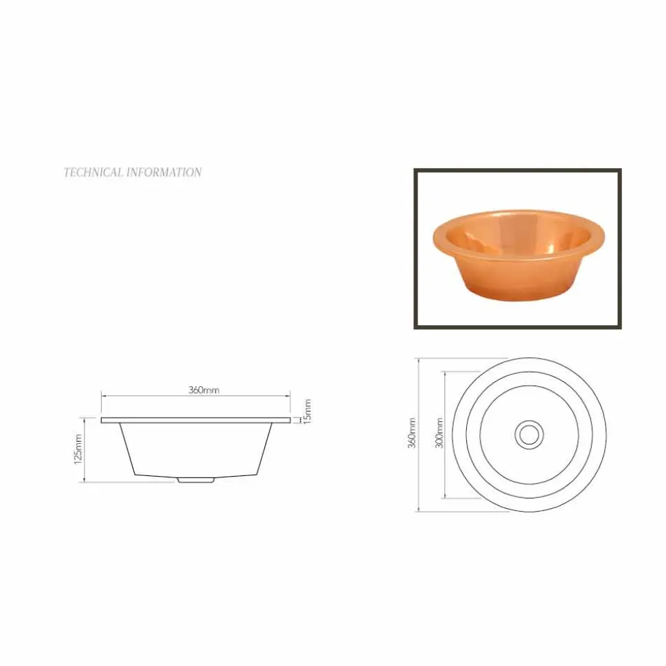 Lavabo bagno da appoggio in rame vintage realizzato artigianalmente Sole